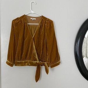 Beautiful Gold Madewell Velvet Wrap Top